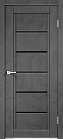 Дверное полотно Экошпон NEXT 1 900х2000 цвет Муар темно-серый стекло Лакобель черное