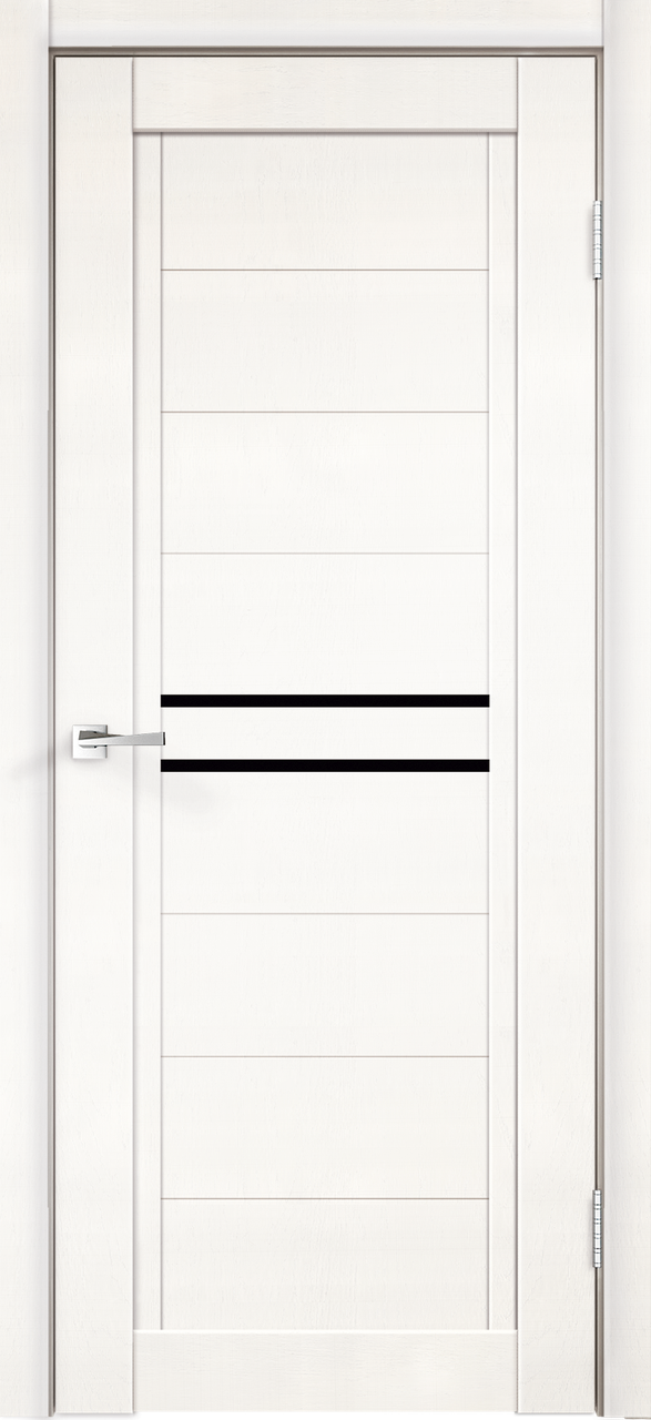 Дверное полотно Экошпон NEXT 2 900х2000 цвет Белый Эмалит стекло Лакобель черное Межкомнатная дверь