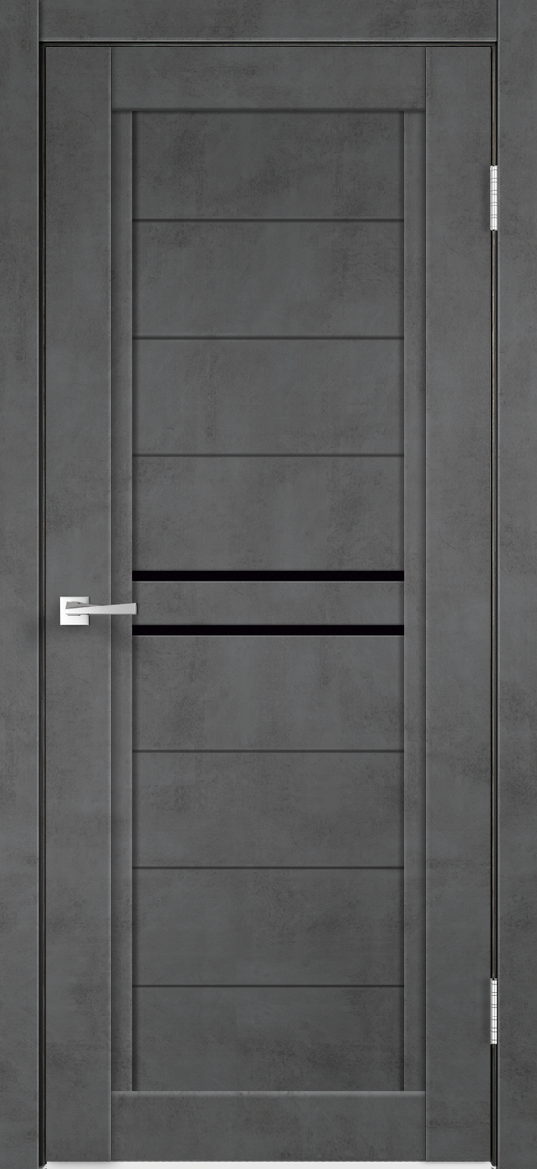 Дверное полотно Экошпон NEXT 2 900х2000 цвет Муар темно-серый стекло Лакобель черное Межкомнатная дверь