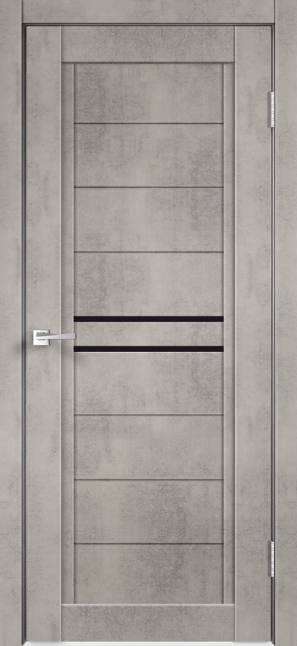 Дверное полотно Экошпон NEXT 2 600х2000 цвет Муар светло-серый стекло Лакобель черное Межкомнатная дверь - фото 1 - id-p137904899
