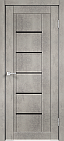 Дверное полотно Экошпон NEXT 3 900х2000 цвет Муар светло-серый стекло Лакобель черное