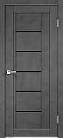 Дверное полотно Экошпон NEXT 3 600х2000 цвет Муар темно-серый стекло Лакобель черное