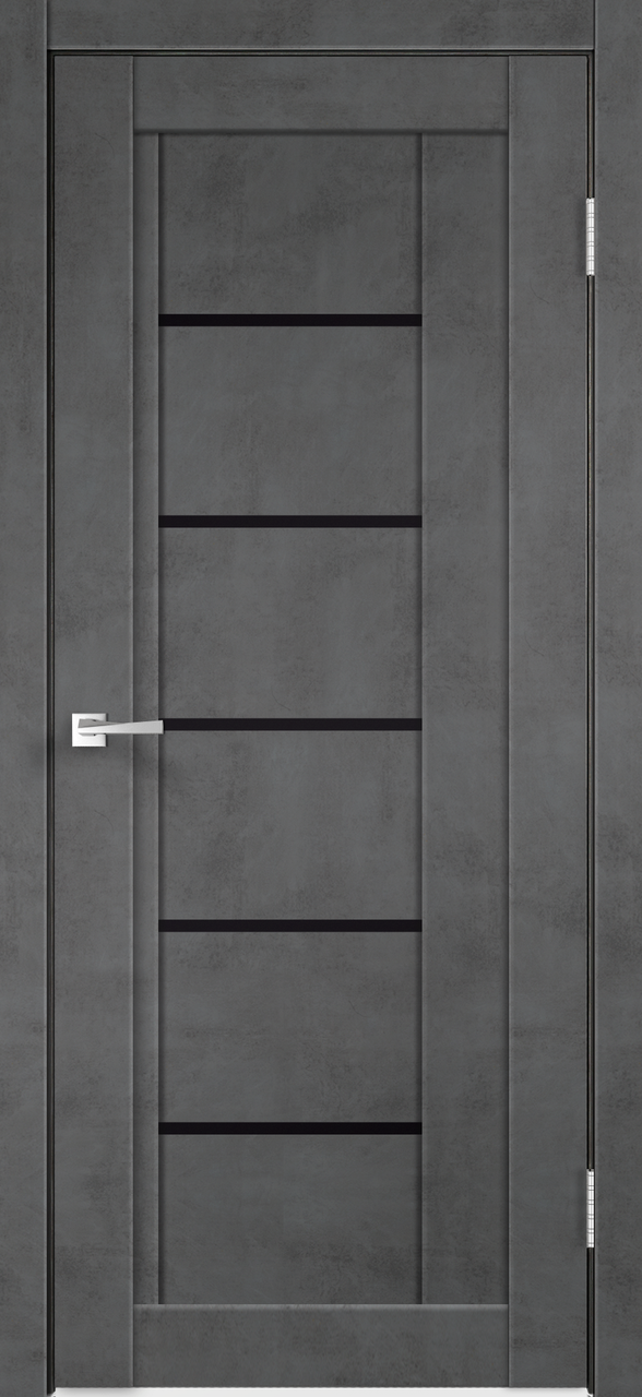 Дверное полотно Экошпон NEXT 3 900х2000 цвет Муар темно-серый стекло Лакобель черное