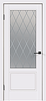 Дверное полотно Эмаль SCANDI 2V 600х2000 цвет Белый стекло РОМБ Мателюкс