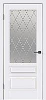 Дверное полотно Эмаль SCANDI 3V 600х2000 цвет Белый стекло РОМБ Мателюкс