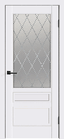 Дверное полотно Эмаль SCANDI 3V 900х2000 цвет Белый стекло РОМБ Мателюкс