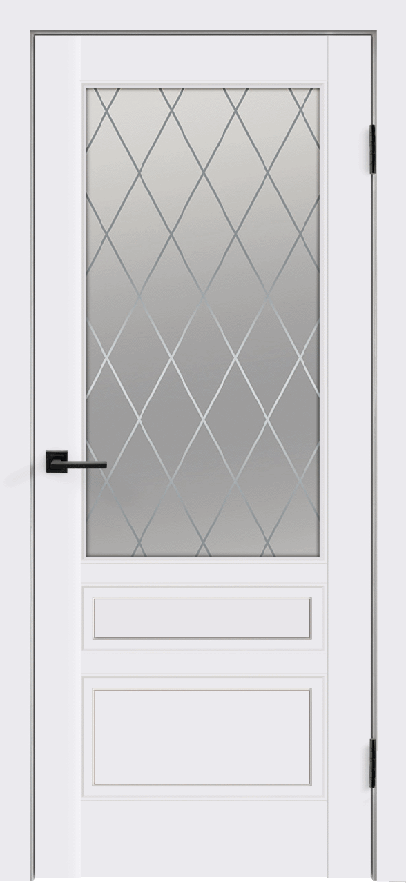 Дверное полотно Эмаль SCANDI 3V 700х2000 цвет Белый стекло РОМБ Мателюкс
