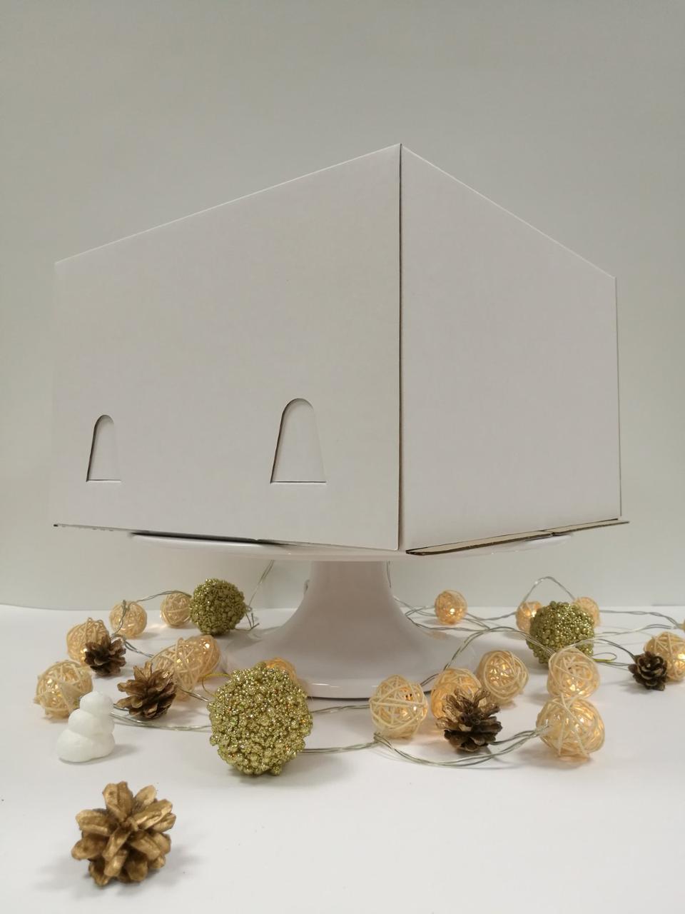 Коробка для торта с окошком "Ёлка" (белая), 300х300х h190 мм, гф - фото 2 - id-p138692547