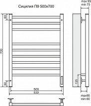 Полотенцесушитель электрический Сицилия П9 500х700 (6+3) TERMINUS, фото 3
