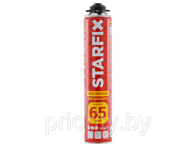Пена монтажная профессиональная всесезонная STARFIX Foam Pro 65 (850мл) (Выход пены до 65 литров)
