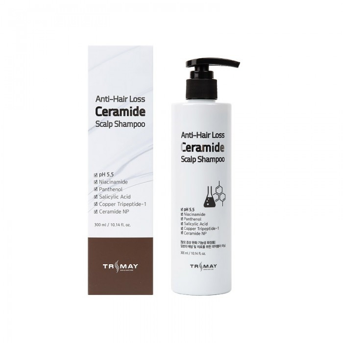 Cлабокислотный шампунь с керамидами против выпадения волос Trimay  Anti-Hair Loss Ceramide Scalp Shampoo,300ml