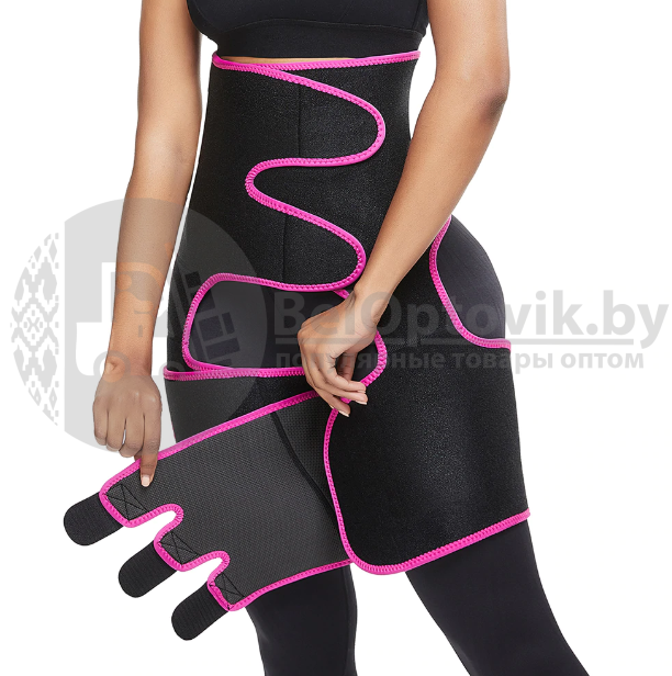 Женский утягивающий костюм из неопрена Waist Band костюм (Фитнес боди для похудения) L/Xl Черный с розовым - фото 7 - id-p138764582