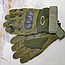 Кевларовые перчатки тактические полнопалые Oakley (Окли) прорезиненный кастет Болотный цвет, фото 3