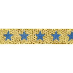 Декоративная лента "Звезды", DM-001, 15мм х 32,9м золото/синий, фото 2