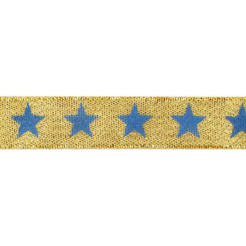 Декоративная лента "Звезды", DM-001, 15мм х 32,9м золото/синий - фото 2 - id-p72603408