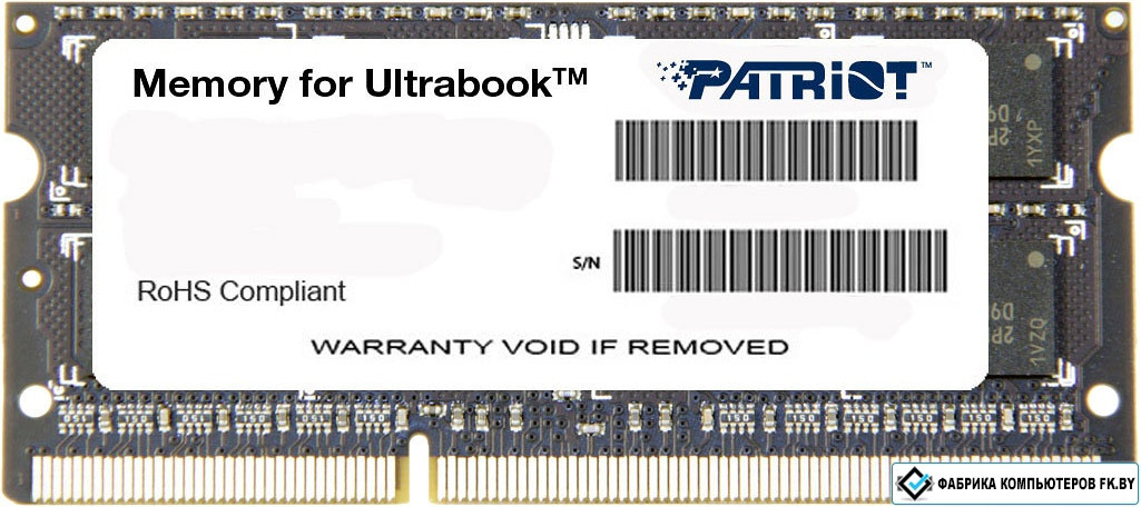 Оперативная память Patriot Memory for Ultrabook 4GB DDR3 SO-DIMM PC3-12800 (PSD34G1600L2S) - фото 1 - id-p138806800
