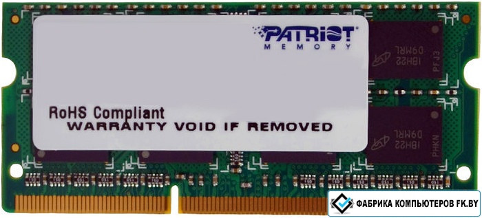 Оперативная память Patriot Signature 4GB DDR3 SO-DIMM PC3-10600 (PSD34G13332S) - фото 1 - id-p138806866