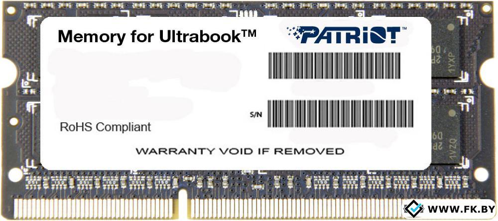 Оперативная память Patriot Memory for Ultrabook 8GB DDR3 SO-DIMM PC3-12800 (PSD38G1600L2S) - фото 1 - id-p138806696