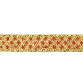 Декоративная лента "Мелкие звездочки", DM-010, 15мм х32,9м золото/красный, фото 2