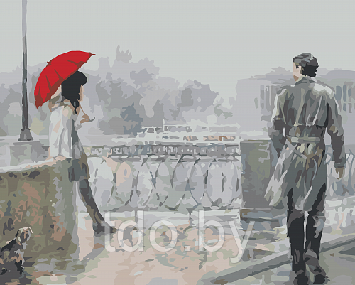 Холст для рисования. "Красный зонт