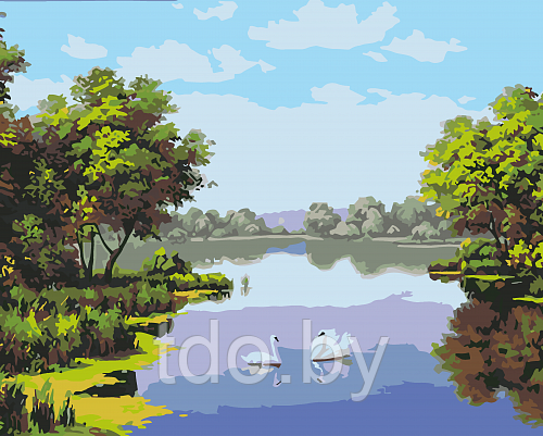Картина по номерам "Лебеди на озере"