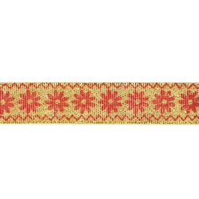 Декоративная лента "Ромашки", DM-012, 15 мм х32,9м золото/красный, фото 2