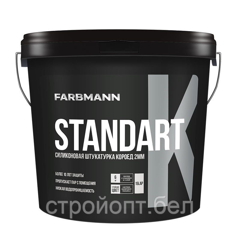 Декоративная структурная силиконовая штукатурка FARBMANN STANDART K, "короед" 2 мм, 25 кг - фото 1 - id-p138812591