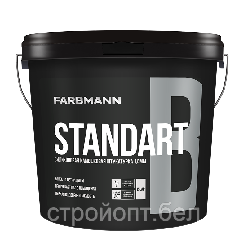 Декоративная структурная силиконовая штукатурка FARBMANN STANDART B, "барашек" 1,5 мм, 25 кг - фото 1 - id-p138821044