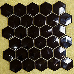 Мозаика 3D Hexagon Black Glossy
