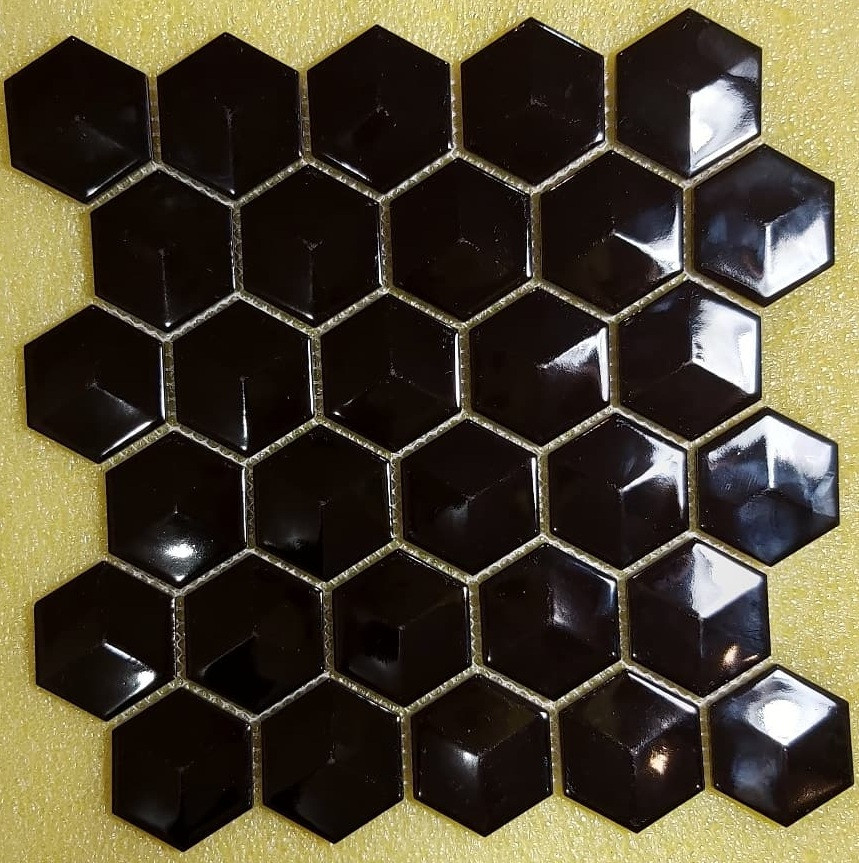 Мозаика 3D Hexagon Black Glossy