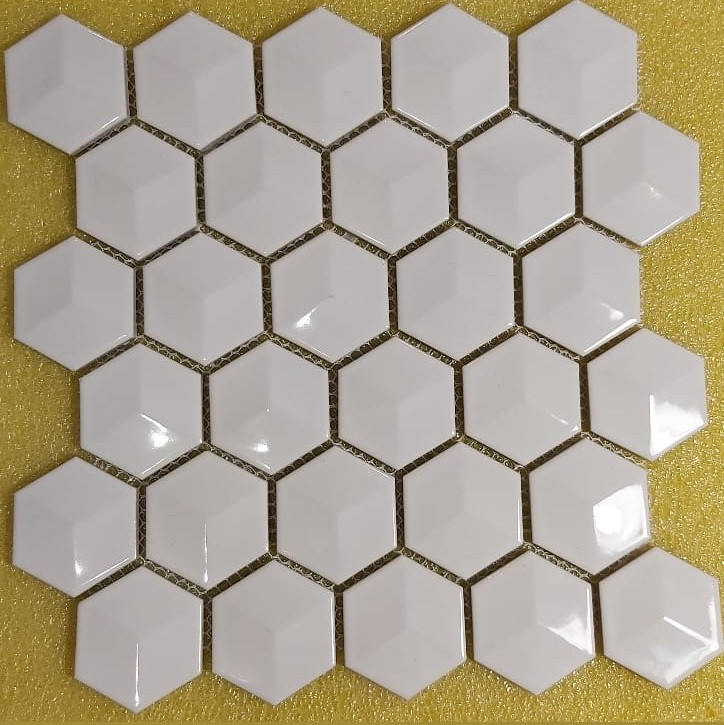 Мозаика 3D Hexagon White Glossy - фото 1 - id-p138885698