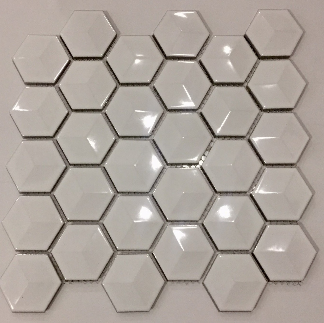 Мозаика 3D Hexagon White Glossy - фото 2 - id-p138885698