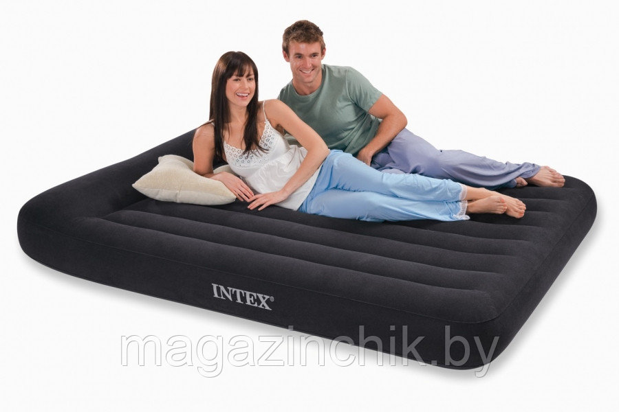 Надувной двуспальный матрас Intex 66770 Pillow Rest Classic 183х203х30 см с подголовником