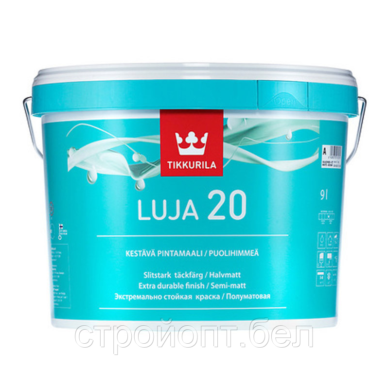 Интерьерная краска на акрилатной основе для влажных помещений TIKKURILA LUJA 20, 9 л