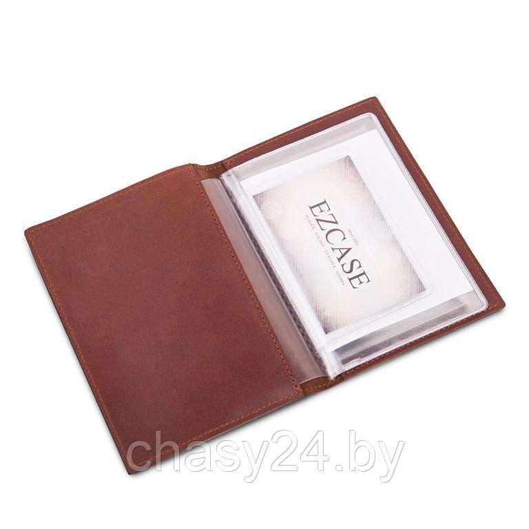 Обложка для автодокументов из кожи ручной работы коричневая C14