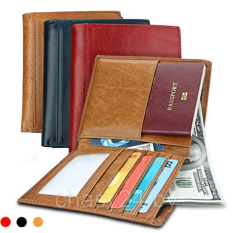 Портмоне для автодокументов, паспорта и денег из кожи ручной работы Kirik красное K52 - фото 5 - id-p138956107