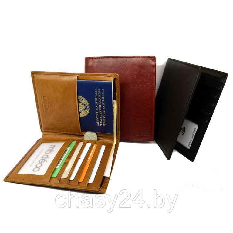 Портмоне для автодокументов, паспорта и денег из кожи ручной работы Kirik чёрное K52 - фото 2 - id-p138956112