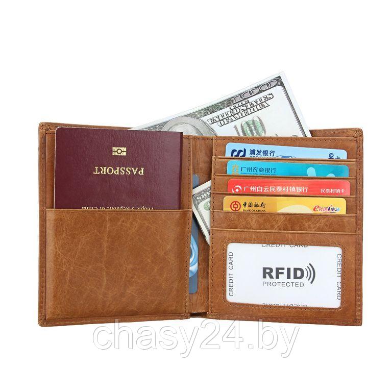 Портмоне для автодокументов, паспорта и денег из кожи ручной работы Kirik песочное K52