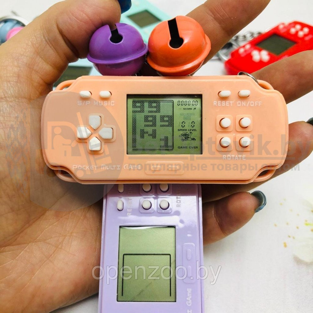 Брелок - тетрис Mini Game Player (с кольцом, карабином и колокольчиком) Мятный с белыми кнопками - фото 9 - id-p138959012