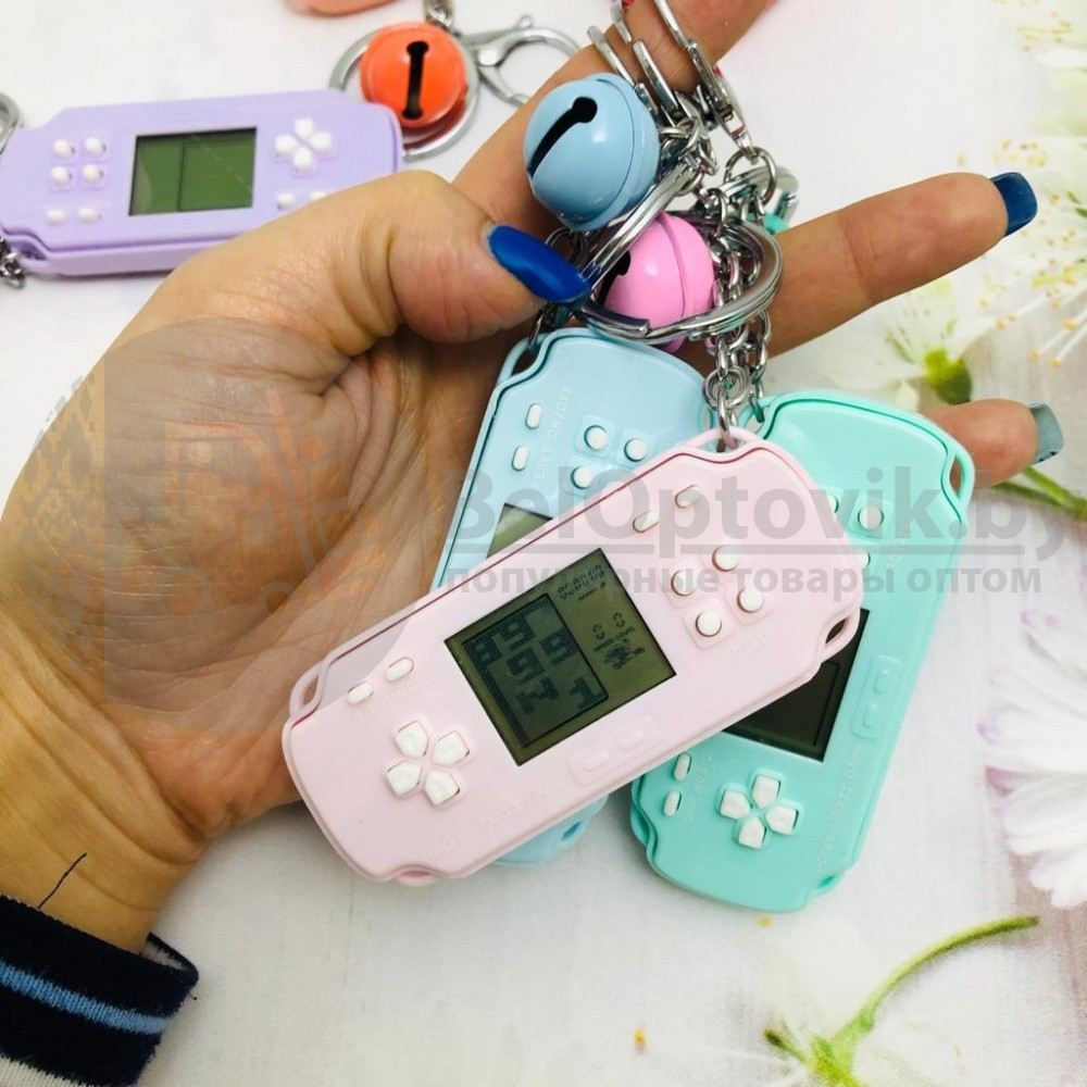 Брелок - тетрис Mini Game Player (с кольцом, карабином и колокольчиком) Нежно-розовый с белыми кнопками - фото 4 - id-p138959222