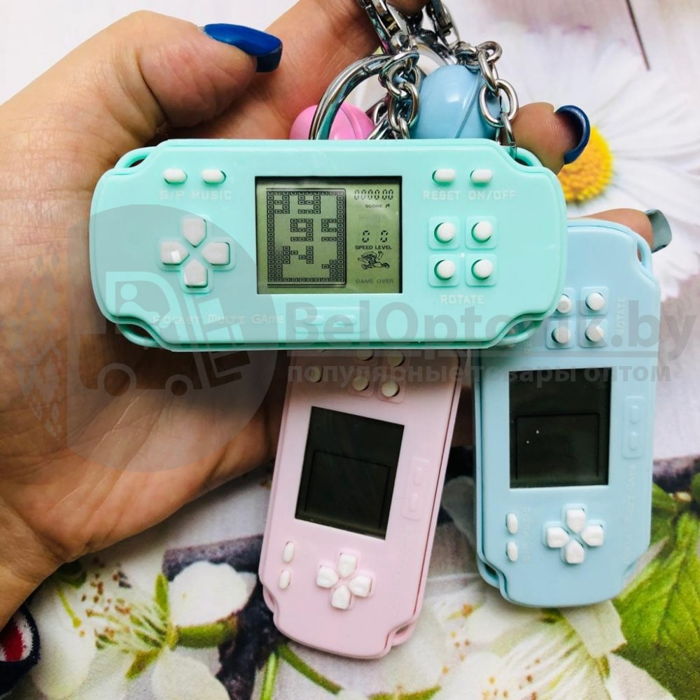 Брелок - тетрис Mini Game Player (с кольцом, карабином и колокольчиком) Нежно-розовый с белыми кнопками - фото 5 - id-p138959222