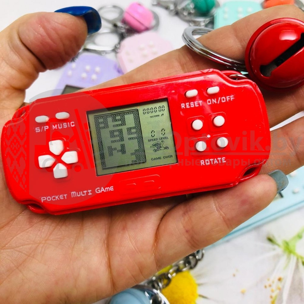 Брелок - тетрис Mini Game Player (с кольцом, карабином и колокольчиком) Нежно-розовый с белыми кнопками - фото 7 - id-p138959222