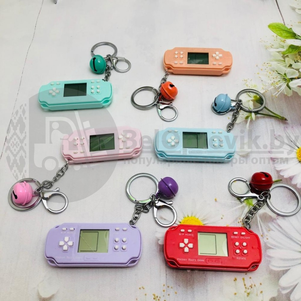 Брелок - тетрис Mini Game Player (с кольцом, карабином и колокольчиком) Нежно-розовый с белыми кнопками - фото 10 - id-p138959222