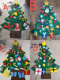 Елочка из фетра с новогодними игрушками липучками Merry Christmas, подвесная, 93 х 65 см Декор А