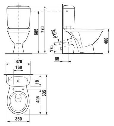 УНИТАЗ-КОМПАКТ JIKA LYRA 37X64 8242340002429, КОСОЙ ВЫПУСК, НИЖНИЙ ПОДВОД - фото 2 - id-p138983452