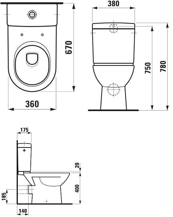 ЧАША ДЛЯ УНИТАЗА LAUFEN PRO 824956 36X67, ГОРИЗОНТ, ВЫПУСК - фото 2 - id-p138988703