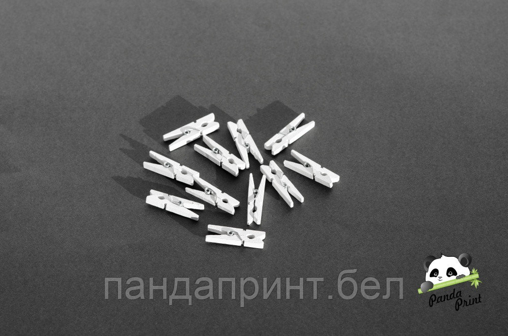 Прищепки деревянные 25 мм белые 10 шт