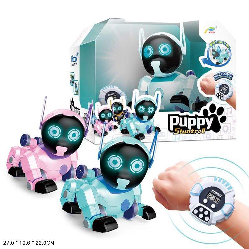 Интерактивная собака Робот щенок Puppy stunt roll (розовая) Z105