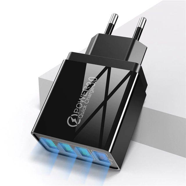 Зарядное устройство сетевое - блок питания USLION POWER3.0 Quick charge, 3.0A, 4 USB, черный 555103