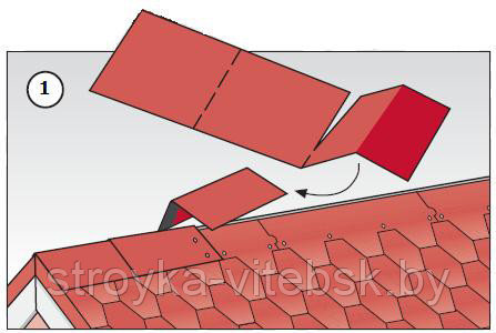 Коньково-карнизная черепица ТЕХНОНИКОЛЬ SHINGLAS красный, 5 кв.м. - фото 3 - id-p10677045